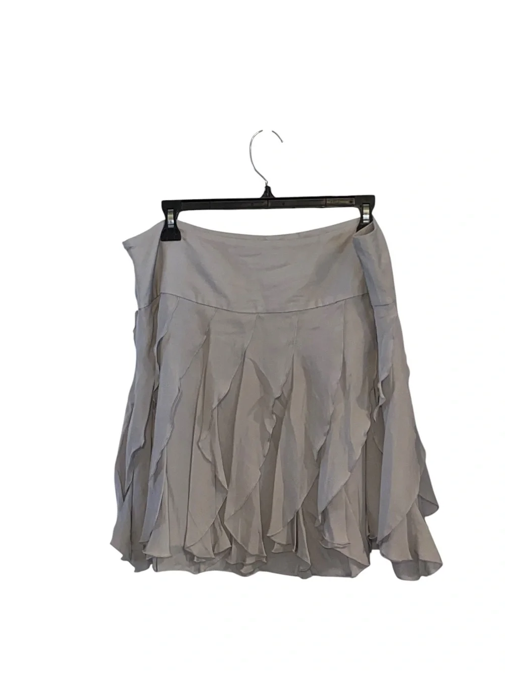 Vintage y2k INC Asymmetrical Ruffled Silk Skirt light gray Fairy core soft girl